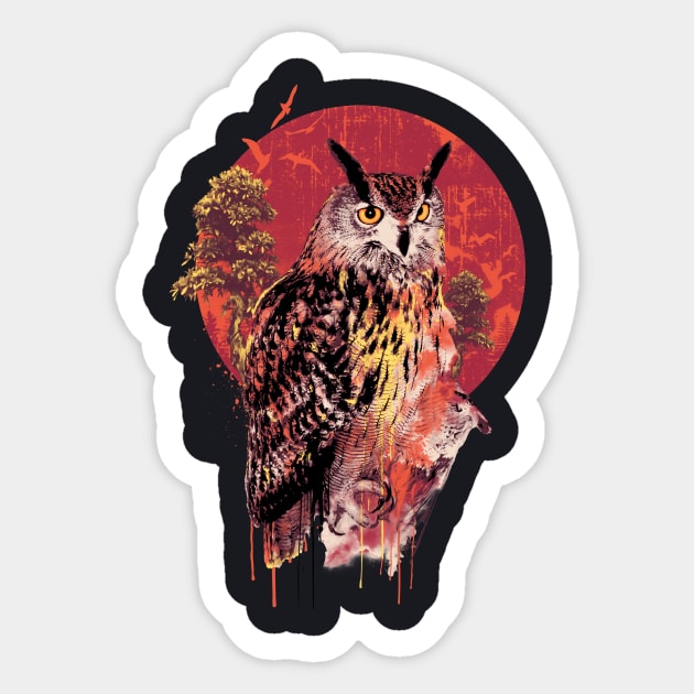 Owl Red Sticker by rizapeker